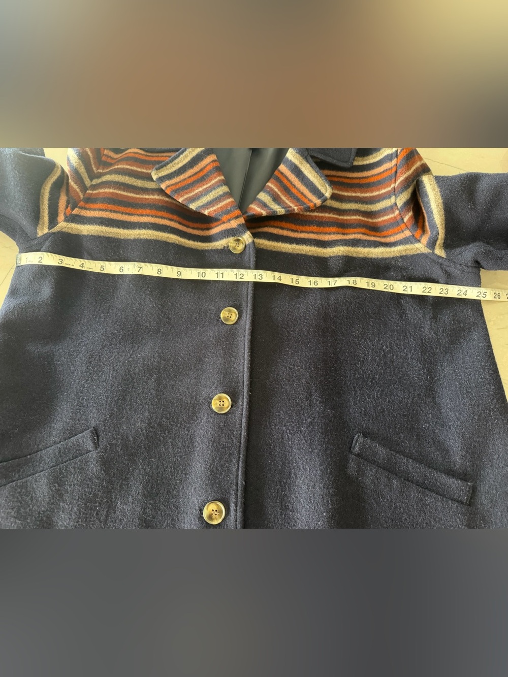 Women’s PENDLETON Arroyo Pea Jacket-Southwest Sunset Striping Along Hem-Blue-2XL - Picture 8 of 8
